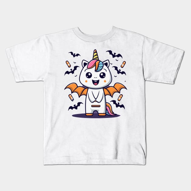 The Bat Unicorn Halloween Cute unicorn Kids T-Shirt by CHNSHIRT